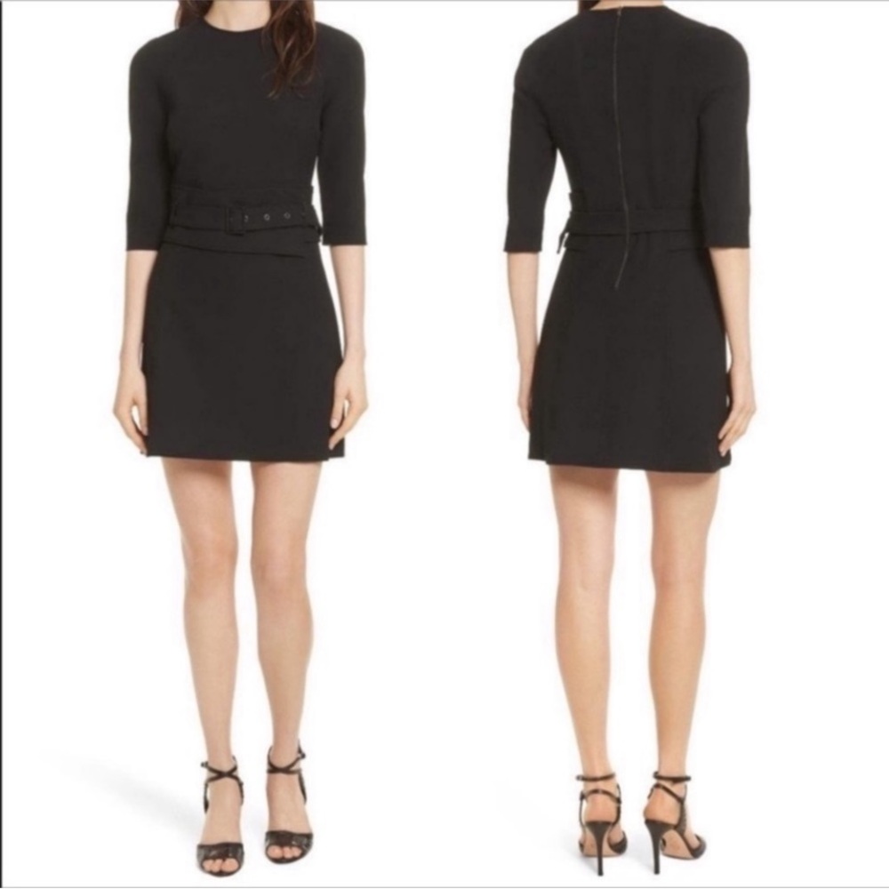 Veronica Beard Nora Belted Dress in Black NWT 8